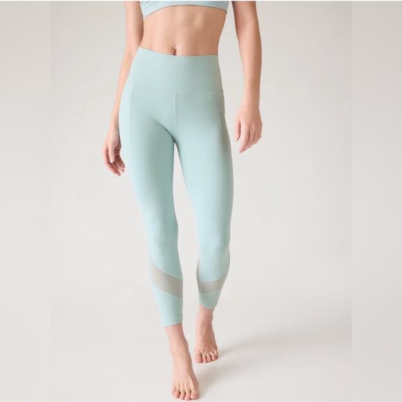 Athleta Salutation Stash Pocket Mesh 7/8 Tight Dawn Blue Women’s XL EUC - Picture 1 of 10